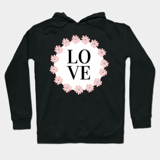 Romantic Love Pink Black Watercolor Flower design . Hoodie